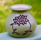 Haeger Pottery Vase 2000 Matte Green Raised Floral Design USA Art Pottery 5.5”