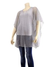Circle Net Top Fashion Scarf Poncho Mesh Gray Drape Cape One Size Fits All Grey
