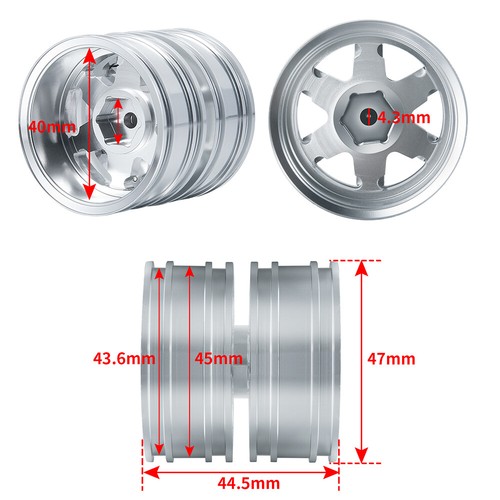 Front Metal Wheel Rims Rubber Tires For 1/14 Tamiya Trailer Tractor RC Truck Car - Picture 44 of 76