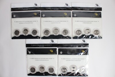 Lot of 5 Different 2011 - America the Beautiful Series Quarters Three-Coin Sets