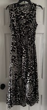 Who What Wear Women's Black Cream Zebra Print Elastic Waist Midi Dress Size M