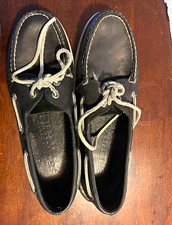 Sperry Top-Sider men's black leather boat shoes US 9 M classic