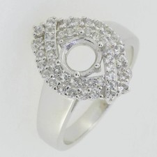 Women Engagement Semi Mount Ring Setting Round 6mm 925 Silver Natural Zircon