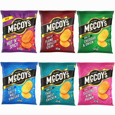 McCoy's Crisps 6 Flavours 65g | Hot N Spicy, Cheddar Onion, Thai Sweet Chicken