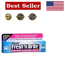 3.80 oz Fresh'n Brite Denture Cleaning Paste - Made in USA for Safe Dental Care