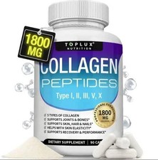 Hydrolyzed Collagen Peptides 1800mg  Multi Type I II III V X Anti-Aging Formula