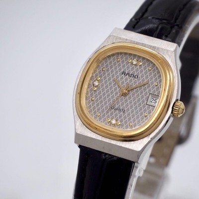 RADO 11140074w Wristwatch Gray Dial Black Belt Genuine Rare Timepiece