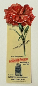 VINTAGE CELLULOID ADVERTISING BOOKMARK ADAMS POLISH CLEANS FURNITURE, BOOTS ETC.