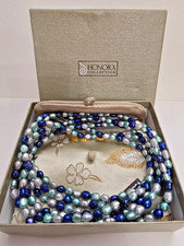 HONORA PEARL MULTI COLOUR 76" EXTRA LONG CULTURED PEARL NECKLACE BAG & BOX- NWOT