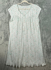 Eileen West Nightgown Large Ivory Floral Cottagecore Prairie Cap Sleeve Lace