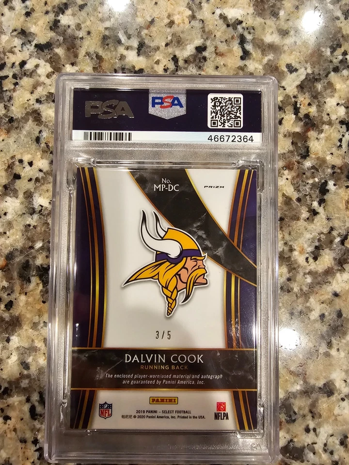 2019 Panini Select Dalvin Cook Gold Prizm Signature Memorabilia PSA DNA #MP-DC - Image 3 of 4