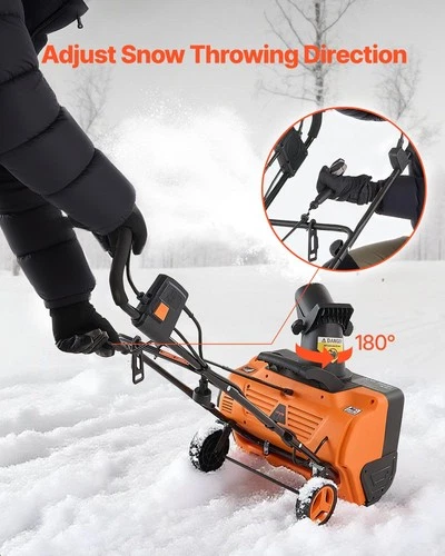 20 Inch 15A Corded Snow Blower with Rotating Chute for Driveway 25FT Throw