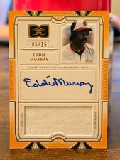 EDDIE MURRAY 2024 Topps Definitive Coll. Game-Worn Patch Autograph Orange #'d/15