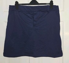 LANDS END navy Blue Poly Stretch Zip Pocket Skort LT L Tall 14 16