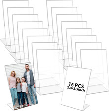 16 Pcs 2.4 x 3.5 Inch Mini Acrylic Sign Holders Acrylic Picture Frames Clear ...