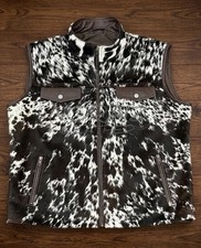Men's Hair On Cowhide Leather Vest Real Natural Hair Western Cowboy Waistcoat