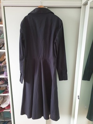 Max Mara Black Cotton Shirt Dress Womens Long Sleeve Fit and Flare Button Front