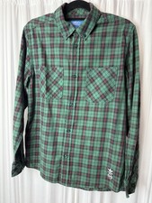 Adidas long sleeve button up plaid dress shirt. Green, Black And Red men Medium.