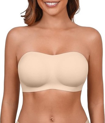 DEANGELMON Strapless Bras for Women Seamless Padded Bandeau Bra Non-Slip Silicon