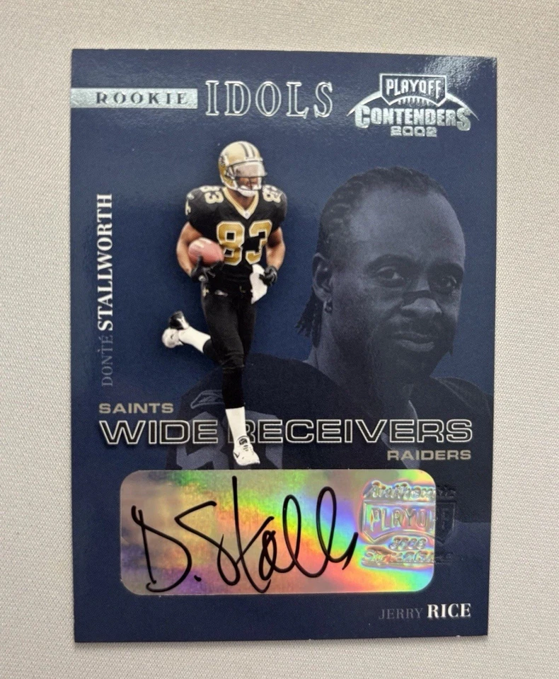 Playoff Contenders Jerry Rice & Donte Stallworth Rookie Idols 2002 doble automático/25 Foto 2 de 2