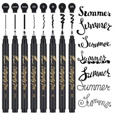 8-Size Calligraphy Set   Calligraphy markers Black Archival Ink Pens for H