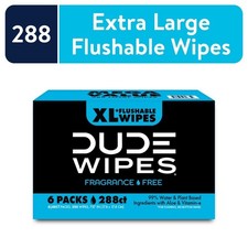 Flushable Wet Wipes XL Unscented for Adults at Home 48 Count 6 Pack Bulk