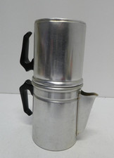 VINTAGE ITALY COMPACTING METAL ALUMINUM NEAPOLITAN FLIP COFFEE MAKER TRAVEL POT