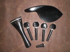 1 Set Ebony Violin Fitting 4/4 with Bone Collar Pegs and Tailpiece Fiddle Parts