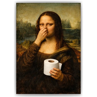 Mona Lisa Poster Klopapier Deko Toilette Gäste-WC Badezimmer Lustiges Wandbild