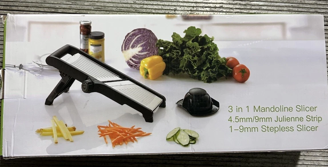 3 in 1 Mandoline Slicer-Brand New-4.5mm/9mm Julienne Strip 1-9mm Stepless Slicer