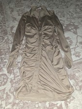 Size 12 Katch Me Ruched Shirt Dress,beige
