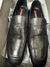 Prada Men  s Black Leather Loafers Size 9 EU 10 USA Made in Italy Rare 