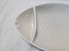 Vintage Hall China 1150 White Divided Fish Dish Server Textured Scales Beach  — photo 3