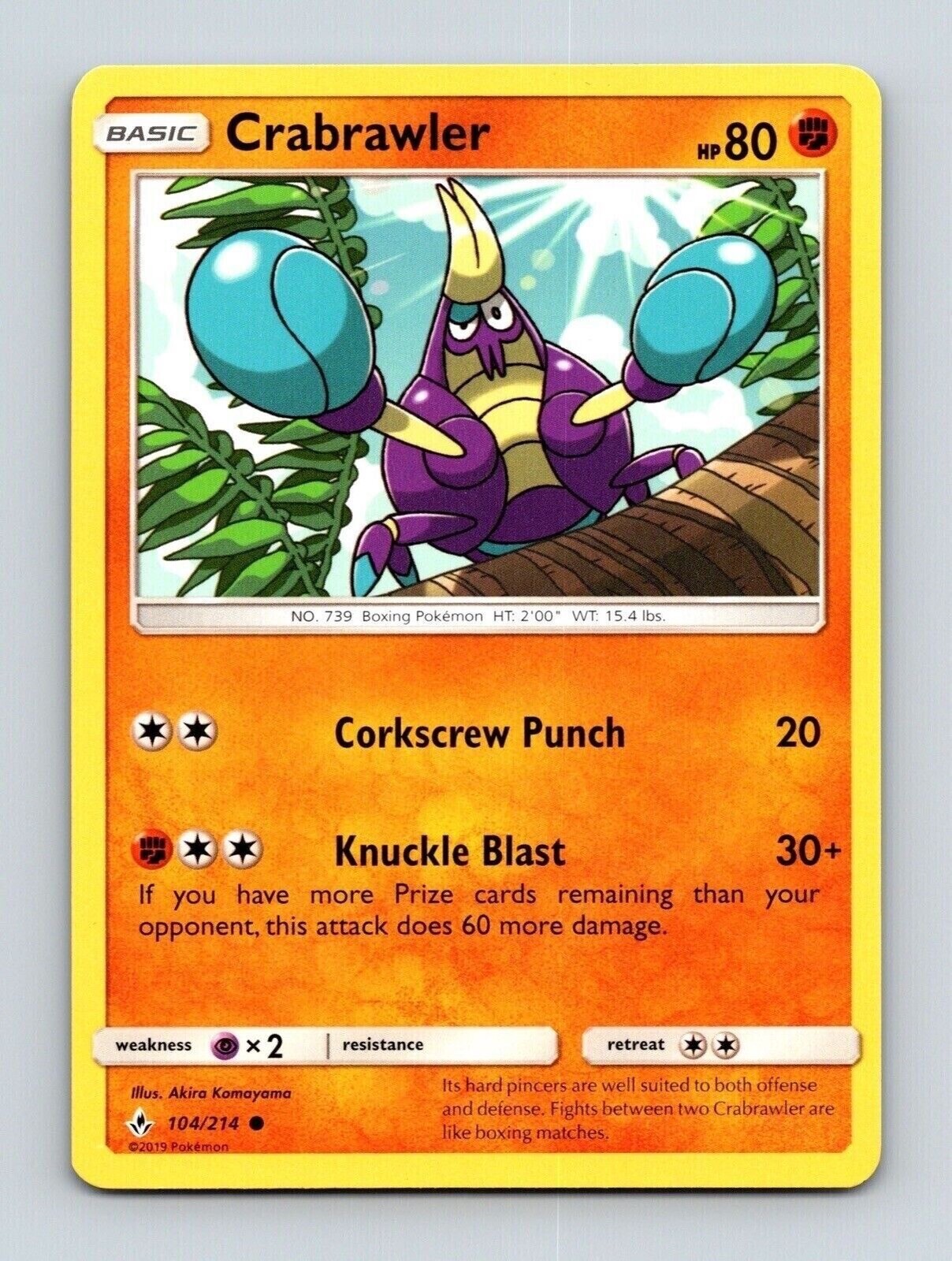 Crabrawler 104/214 Regular Unbroken Bonds Played Pokemon Card TCG CCG Nintendo