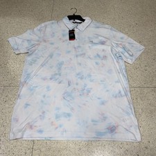NWT TRAVIS MATHEW MENS GOLF POLO SHIRT WHITE Blue Pink SZ 2XL