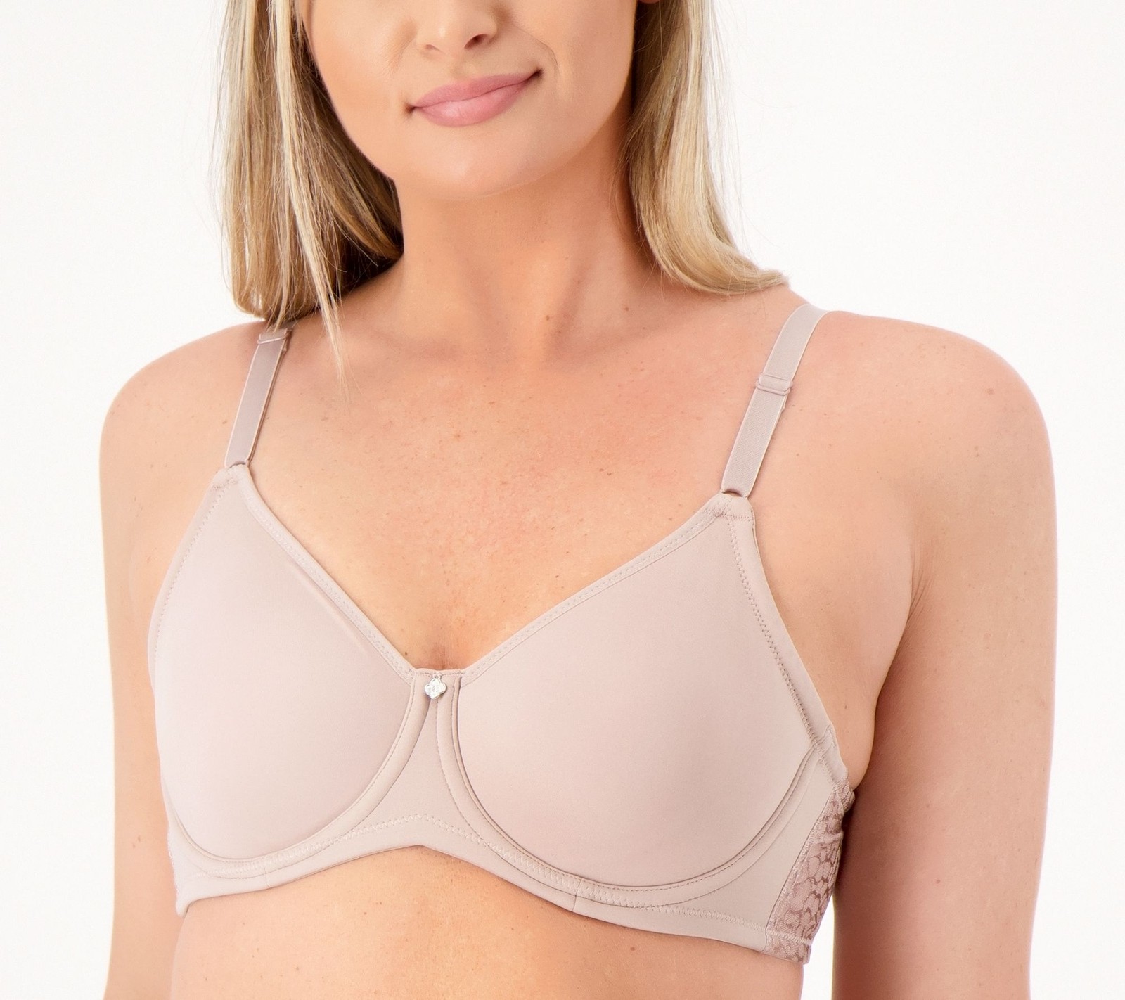 Breezies Women's Bra Sz 34C Jacquard Back Smoothing Unlined Brown A473389