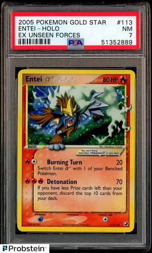 2005 Pokemon Unseen Forces Gold Star #113 Entei Holo PSA 7 NM