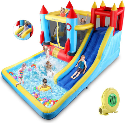 Bounce House,Inflatable Bounce Castle with Blower for Kids 3-12,Outdoor/Indoor B