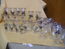 Sporting Birds Bar Glas Set 33 Teile Silberrand