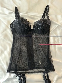 La Perla Black Lace Bustier with garters- Women&rsquo;s Intimates