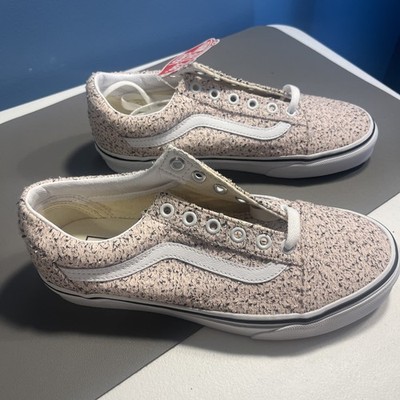 Vans Women's Old Skool Boucle Pink Speckle True White Canvas shoes Size 7.5 NIB