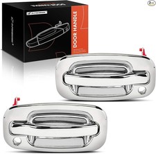 Chrome Exterior Door Handles with Keyhole Compatible with Silverado 1999-2007,