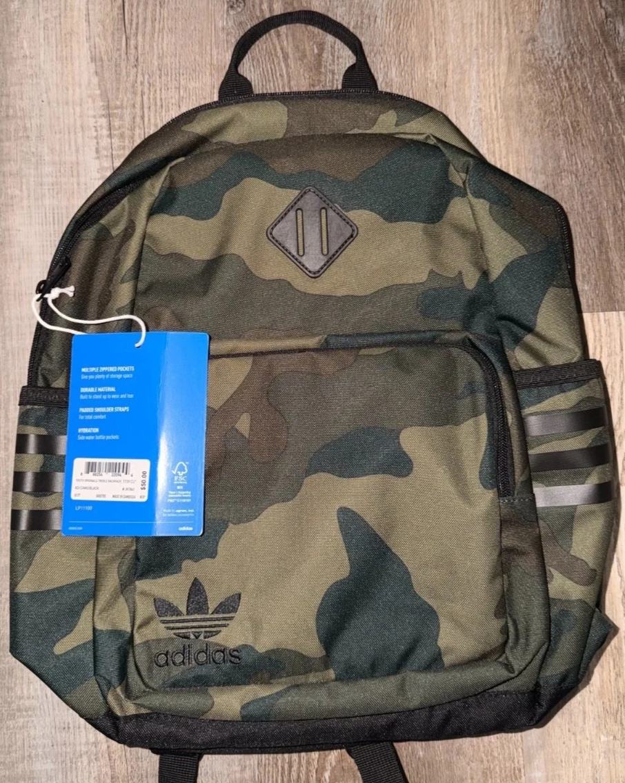adidas blue camo classic backpack CL BP JX3221 (U) Classic Adidas Backpack With Camo Print adidas Bags | Bundle &