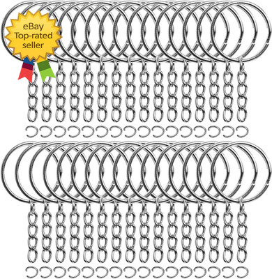 50PCS Bulk Keychains Set Split Keychains Rings with Chain 1 Inch Key Rings