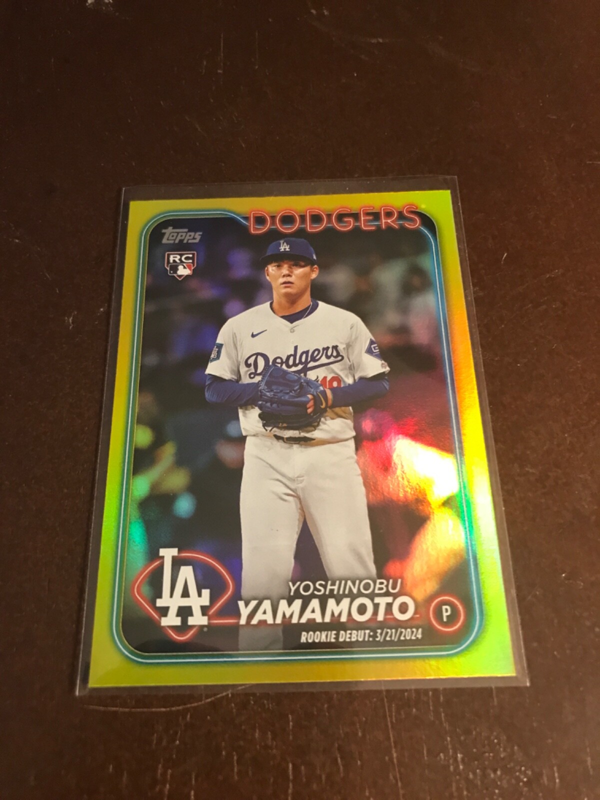 Yoshinobu Yamamoto Rookie Card - 2024 Topps Update Series Yellow Foil #US149