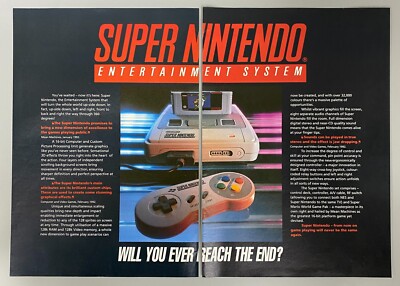 SUPER NINTENDO ENTERTAINMENT SYSTEM SNES SUPER FAMICOM 1992 VINTAGE RETRO WERBUNG