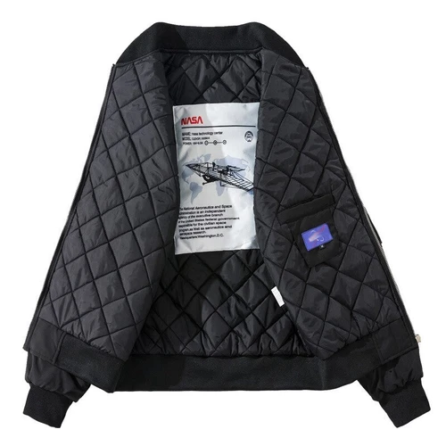 Men Winter Flight Jacket NASA Style Bomber Coats Ma1 Pilot Army Jacket Outwear - Picture 7 of 26