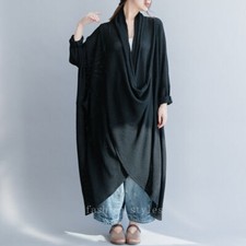 Irregular Cross Slouch Pleated Pullover Dress Womens Long Sleeve Loose Thin Gown