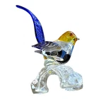 Vintage ICET ARTE MURANO Art Glass Blue Bird on Perch Figurine 9"H