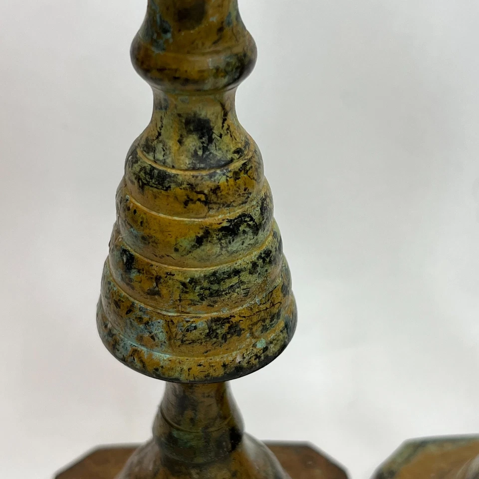 Set of 2 Metal Rustic Candlestick Stands 10 1/2" Tall Excellent Vintage Cond. - Image 3 of 4